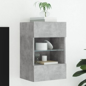 Wall-mounted TV cabinet with LED lights concrete gray 40x30x60.5 cm by , TV Furniture - Ref: Foro24-837084, Price: 51,64 €, D...