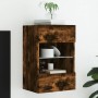 Wall-mounted TV cabinet with LED lights smoked oak 40x30x60.5 cm by , TV Furniture - Ref: Foro24-837086, Price: 46,06 €, Disc...