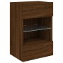 Wall-mounted TV cabinet with LED lights brown oak 40x30x60.5 cm by , TV Furniture - Ref: Foro24-837090, Price: 51,30 €, Disco...