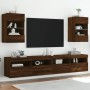 Wall-mounted TV cabinet with LED lights brown oak 40x30x60.5 cm by , TV Furniture - Ref: Foro24-837090, Price: 51,30 €, Disco...