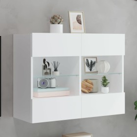 Wall-mounted TV cabinet with LED lights white 78.5x30x60.5 cm by , TV Furniture - Ref: Foro24-837099, Price: 68,99 €, Discoun...