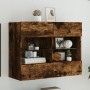 Wall-mounted TV cabinet with LED lights smoked oak 78.5x30x60.5 cm by , TV Furniture - Ref: Foro24-837103, Price: 66,25 €, Di...