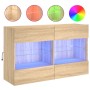 Wall-mounted TV cabinet with LED lights Sonoma oak 98.5x30x60.5 cm by , TV Furniture - Ref: Foro24-837108, Price: 74,99 €, Di...