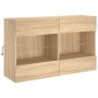 Wall-mounted TV cabinet with LED lights Sonoma oak 98.5x30x60.5 cm by , TV Furniture - Ref: Foro24-837108, Price: 74,99 €, Di...