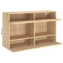 Wandmontierter TV-Schrank mit LED-Leuchten Sonoma-Eiche 98,5 x 30 x 60,5 cm von , TV-Möbel - Ref: Foro24-837108, Preis: 74,99...