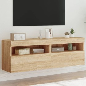 TV cabinet wall LED lights 2 pcs Sonoma Oak 60x30x40 cm by , TV Furniture - Ref: Foro24-837188, Price: 84,99 €, Discount: %