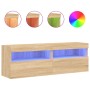 TV cabinet wall LED lights 2 pcs Sonoma Oak 60x30x40 cm by , TV Furniture - Ref: Foro24-837188, Price: 82,89 €, Discount: %