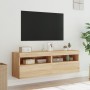 TV cabinet wall LED lights 2 pcs Sonoma Oak 60x30x40 cm by , TV Furniture - Ref: Foro24-837188, Price: 82,89 €, Discount: %