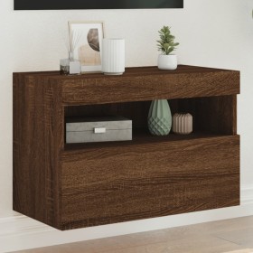 Wall-mounted TV cabinet with LED lights brown oak 60x30x40 cm by , TV Furniture - Ref: Foro24-837195, Price: 48,99 €, Discoun...