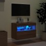 Wall-mounted TV cabinet with LED lights brown oak 60x30x40 cm by , TV Furniture - Ref: Foro24-837195, Price: 55,03 €, Discoun...