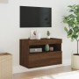 Wall-mounted TV cabinet with LED lights brown oak 60x30x40 cm by , TV Furniture - Ref: Foro24-837195, Price: 55,03 €, Discoun...