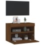 Wall-mounted TV cabinet with LED lights brown oak 60x30x40 cm by , TV Furniture - Ref: Foro24-837195, Price: 55,03 €, Discoun...