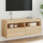 Wall-mounted TV cabinet with LED lights Sonoma oak 100x30x40 cm by , TV Furniture - Ref: Foro24-837213, Price: 65,34 €, Disco...