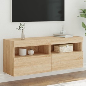 Wandmontierter TV-Schrank mit LED-Leuchten Sonoma-Eiche 100x30x40 cm von , TV-Möbel - Ref: Foro24-837213, Preis: 61,25 €, Rab...