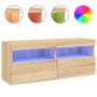 Wandmontierter TV-Schrank mit LED-Leuchten Sonoma-Eiche 100x30x40 cm von , TV-Möbel - Ref: Foro24-837213, Preis: 65,34 €, Rab...