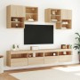 Wall-mounted TV cabinet with LED lights Sonoma oak 100x30x40 cm by , TV Furniture - Ref: Foro24-837213, Price: 65,34 €, Disco...