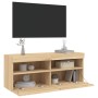 Wall-mounted TV cabinet with LED lights Sonoma oak 100x30x40 cm by , TV Furniture - Ref: Foro24-837213, Price: 65,34 €, Disco...