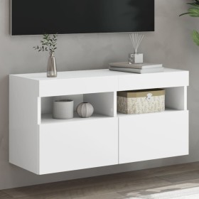 Wall-mounted TV cabinet with LED lights white 80x30x40 cm by , TV Furniture - Ref: Foro24-837197, Price: 60,83 €, Discount: %