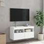 Wall-mounted TV cabinet with LED lights white 80x30x40 cm by , TV Furniture - Ref: Foro24-837197, Price: 60,83 €, Discount: %