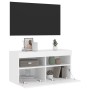 Wall-mounted TV cabinet with LED lights white 80x30x40 cm by , TV Furniture - Ref: Foro24-837197, Price: 60,83 €, Discount: %