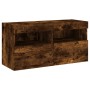 Wall-mounted TV cabinet with LED lights smoked oak 80x30x40 cm by , TV Furniture - Ref: Foro24-837205, Price: 65,45 €, Discou...