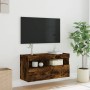 Wall-mounted TV cabinet with LED lights smoked oak 80x30x40 cm by , TV Furniture - Ref: Foro24-837205, Price: 65,45 €, Discou...