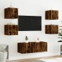 Wall-mounted TV cabinet with LED lights smoked oak 30.5x35x30 cm by , TV Furniture - Ref: Foro24-837226, Price: 34,91 €, Disc...