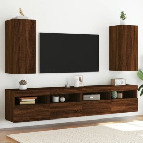 TV wall furniture LED lights 2 pcs oak brown 30.5x35x70 cm by , TV Furniture - Ref: Foro24-837245, Price: 92,84 €, Discount: %