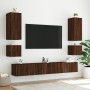 Wall-mounted TV cabinet with LED lights oak brown 40.5x35x40 cm by , TV Furniture - Ref: Foro24-837258, Price: 43,84 €, Disco...