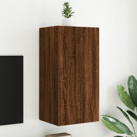 Wall-mounted TV cabinet with LED lights oak brown 40.5x35x80 cm by , TV Furniture - Ref: Foro24-837266, Price: 62,99 €, Disco...