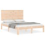 Double bed frame with solid wood headboard by , Beds and slatted bases - Ref: Foro24-3193631, Price: 120,25 €, Discount: %