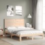 Double bed frame with solid wood headboard by , Beds and slatted bases - Ref: Foro24-3193631, Price: 120,25 €, Discount: %