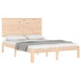 Double bed frame with solid wood headboard by , Beds and slatted bases - Ref: Foro24-3193631, Price: 120,25 €, Discount: %