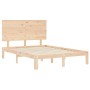 Double bed frame with solid wood headboard by , Beds and slatted bases - Ref: Foro24-3193631, Price: 120,25 €, Discount: %