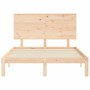 Double bed frame with solid wood headboard by , Beds and slatted bases - Ref: Foro24-3193631, Price: 120,25 €, Discount: %