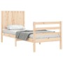 Single bed frame with solid wood headboard by , Beds and slatted bases - Ref: Foro24-3194726, Price: 102,47 €, Discount: %