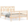 Estructura de cama de matrimonio con cabecero madera maciza de , Camas y somieres - Ref: Foro24-3194351, Precio: 134,99 €, De...