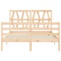 Double bed frame with solid wood headboard by , Beds and slatted bases - Ref: Foro24-3194351, Price: 136,50 €, Discount: %