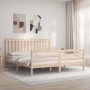 Estructura de cama de matrimonio con cabecero madera maciza de , Camas y somieres - Ref: Foro24-3194261, Precio: 173,71 €, De...