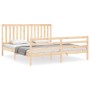 Double bed frame with solid wood headboard by , Beds and slatted bases - Ref: Foro24-3194261, Price: 173,71 €, Discount: %