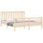 Double bed frame with solid wood headboard by , Beds and slatted bases - Ref: Foro24-3194261, Price: 173,71 €, Discount: %