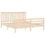 Double bed frame with solid wood headboard by , Beds and slatted bases - Ref: Foro24-3194261, Price: 173,71 €, Discount: %