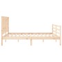 Double bed frame with solid wood headboard by , Beds and slatted bases - Ref: Foro24-3194261, Price: 173,71 €, Discount: %