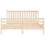 Double bed frame with solid wood headboard by , Beds and slatted bases - Ref: Foro24-3194261, Price: 173,71 €, Discount: %