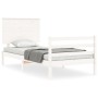 Estructura de cama individual con cabecero madera maciza blanco de , Camas y somieres - Ref: Foro24-3195182, Precio: 99,33 €,...