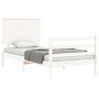 Estructura de cama individual con cabecero madera maciza blanco de , Camas y somieres - Ref: Foro24-3195182, Precio: 99,33 €,...