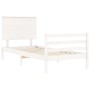 Estructura de cama individual con cabecero madera maciza blanco de , Camas y somieres - Ref: Foro24-3195182, Precio: 99,33 €,...