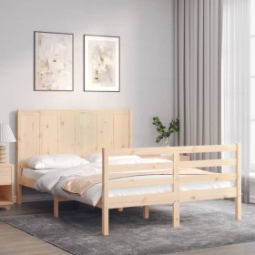 Bed frame with solid wood headboard 140x200 cm by , Beds and slatted bases - Ref: Foro24-3194506, Price: 153,99 €, Discount: %