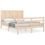 Bed frame with solid wood headboard 140x200 cm by , Beds and slatted bases - Ref: Foro24-3194506, Price: 153,13 €, Discount: %