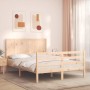 Bed frame with solid wood headboard 140x200 cm by , Beds and slatted bases - Ref: Foro24-3194506, Price: 153,13 €, Discount: %